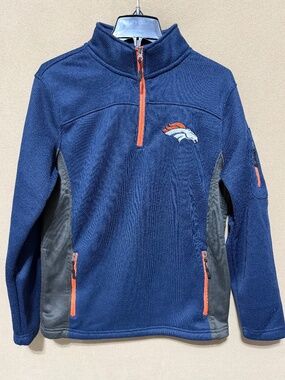 Denver Broncos NFL Team Apparel Men's Small 1/4 Zip Fleece Pullover Navy